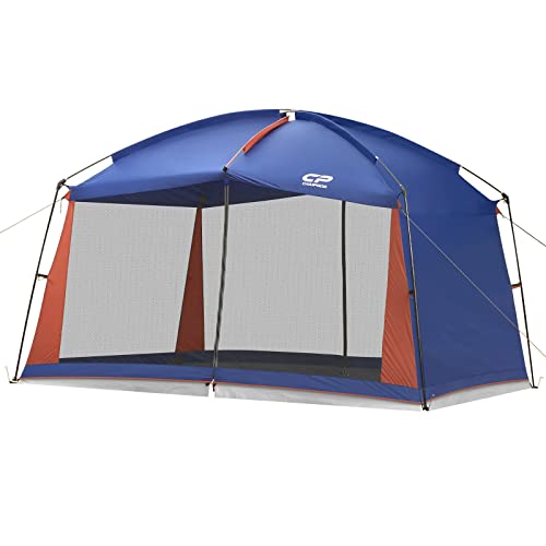 CAMPROS CP Screen House Room with 1 Side Wind/Sun Panel Canopy Tent Camping Tent Screen Shelter Gazebos for Patios Outdoor Camping Activities, 12'X10'X90in(H) - Blue
