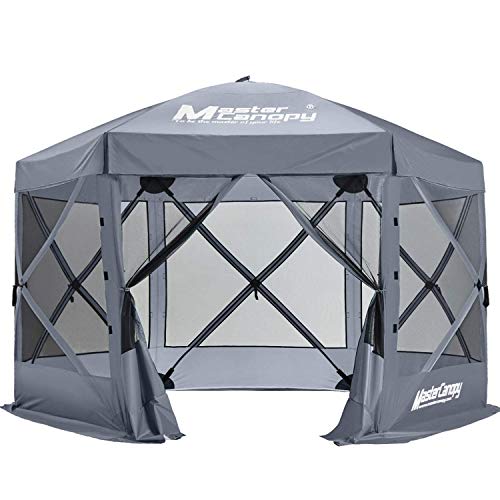 MASTERCANOPY Portable Screen House Room Pop up Gazebo Outdoor Camping Tent with Carry Bag (12x12,Gray)